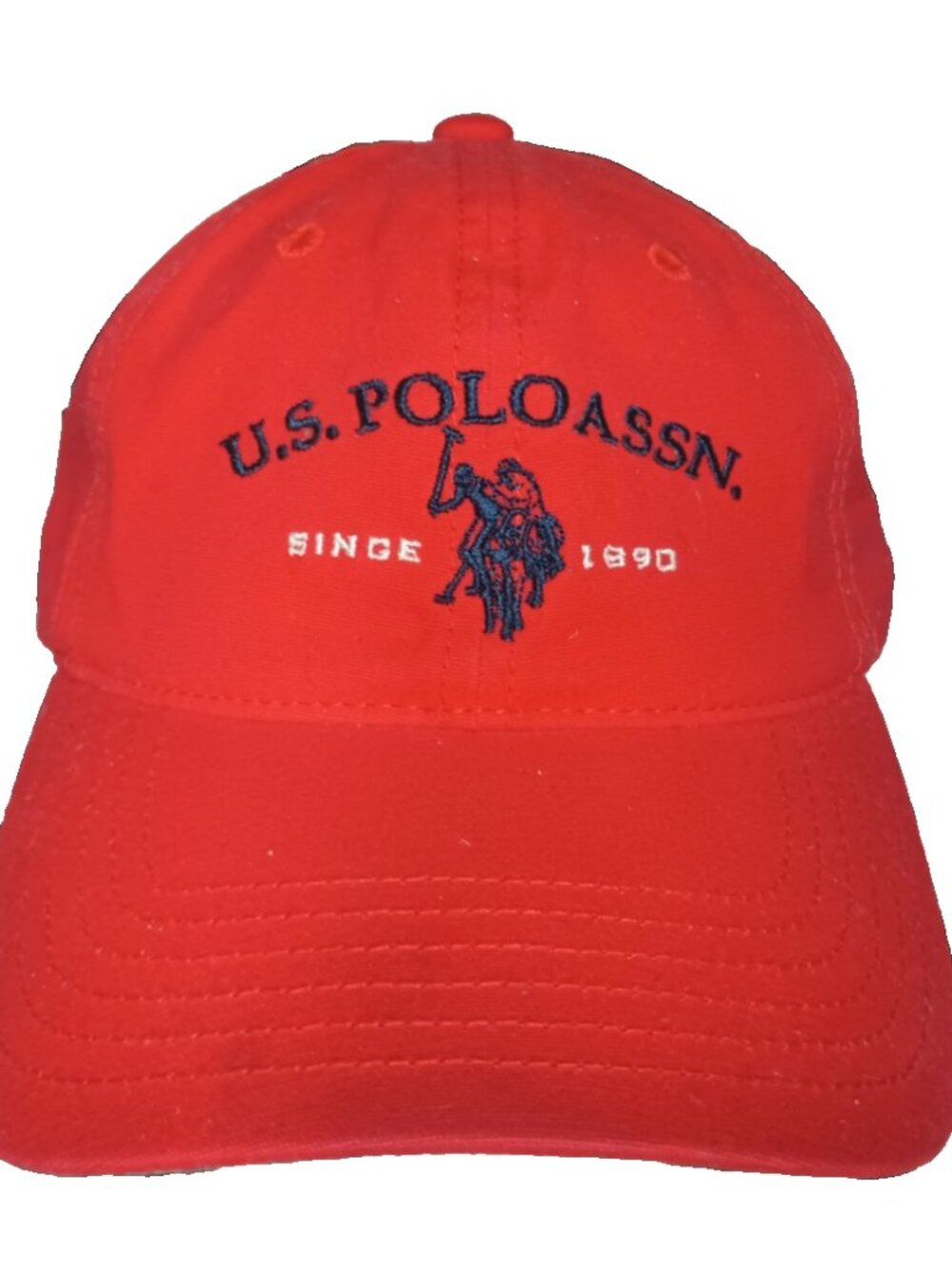 U.S. Polo Assn Red Baseball Cap Adjustable American Flag Buckle Since 1890